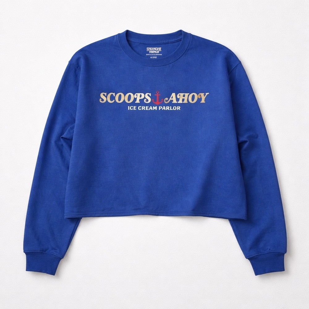 Navy Blue Nautical Long Sleeve Tee Stranger Things Large